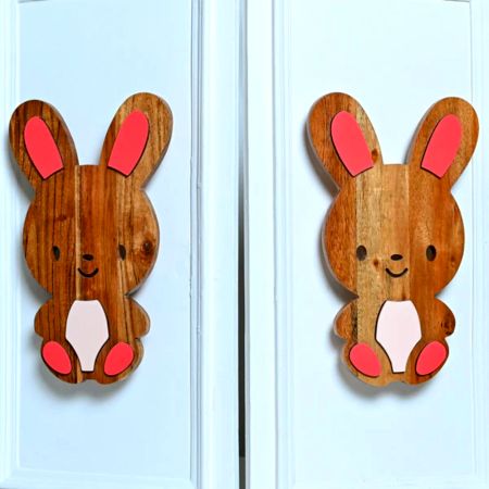 Handcrafted Acacia Wood Bunny Handle Pair